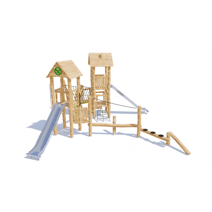 Play complex with two stainless steel slides "Eco" KRN-19