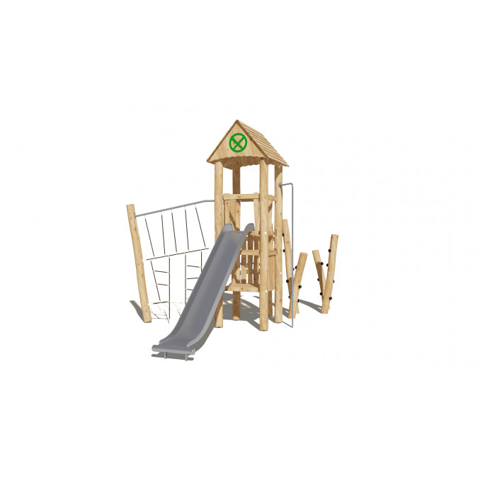 Play complex with stainless steel slide and rope net "Eco" KRN-20