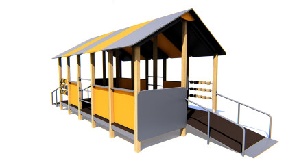 Arbor house with a ramp for children with specific needs