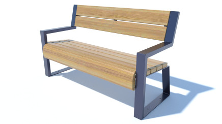 Bench with a back on metal legs