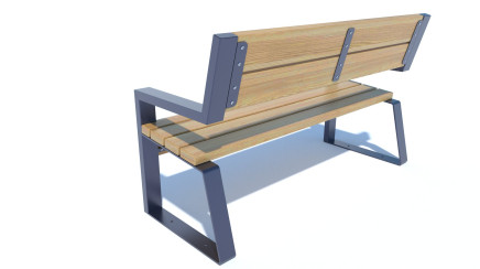 Bench with a back on metal legs