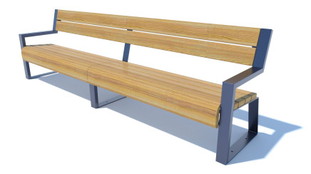 Bench with a back on metal legs