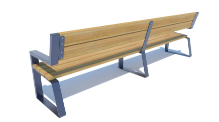 Bench with a back on metal legs