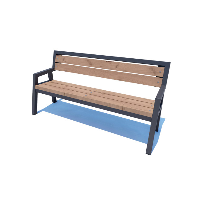 Bench with a back on metal legs SM-2.24