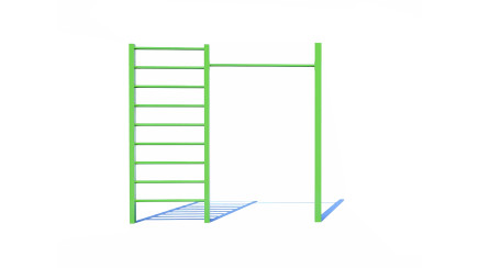 Triple horizontal bar with swedish wall